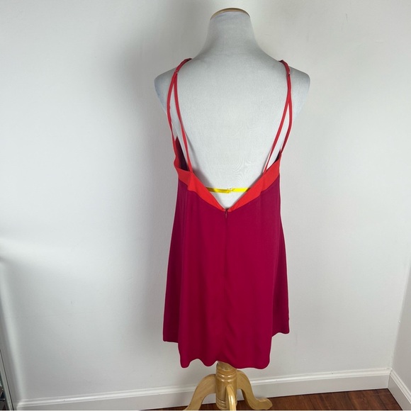 Reformation Polka Two Tone Crepe Mini Dress Pink Size 4 - Picture 4 of 6